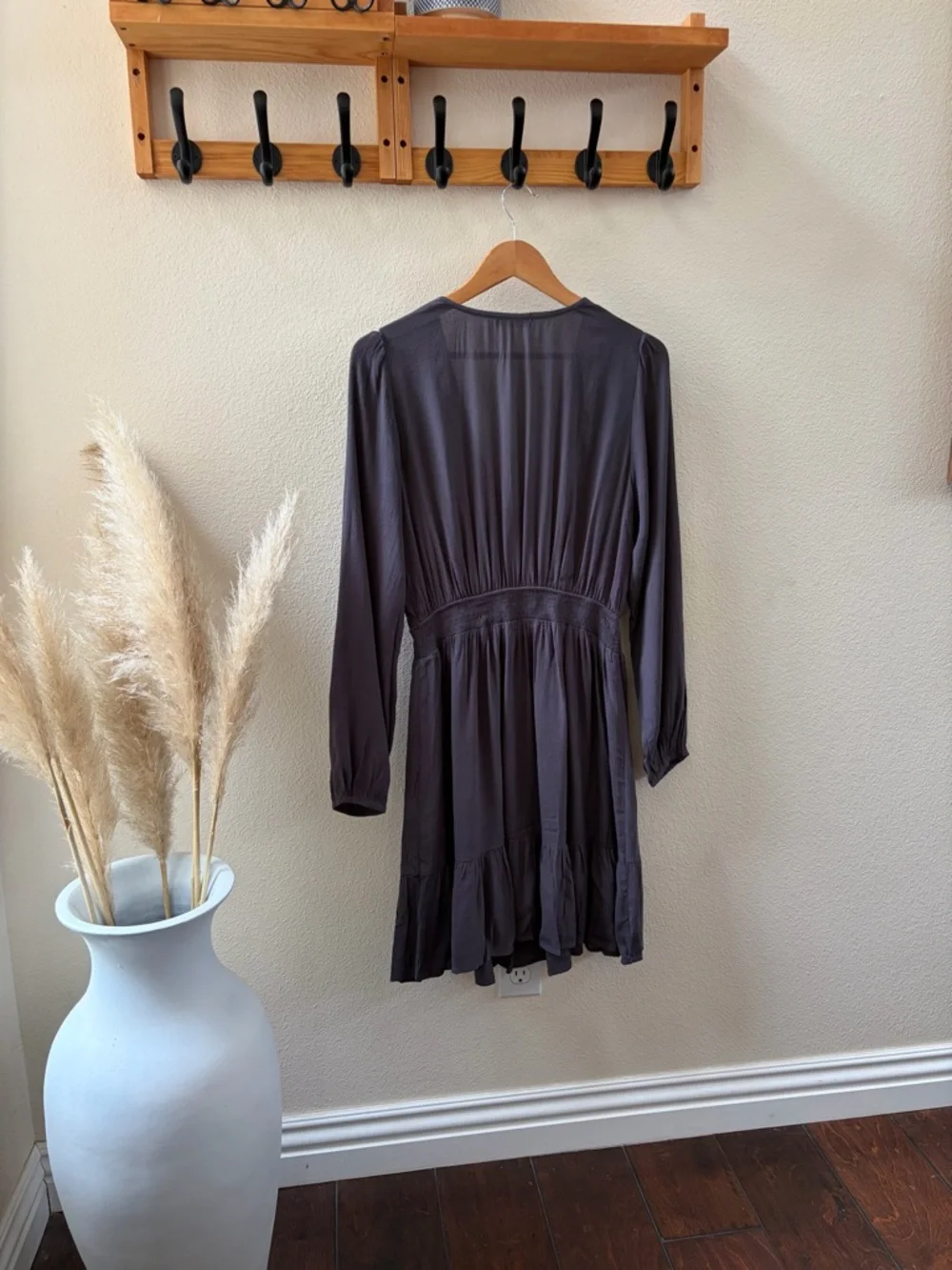 Lovestitch Dark Gray Long-Sleeve Wrap Tiered Dress - Picture 4 of 4